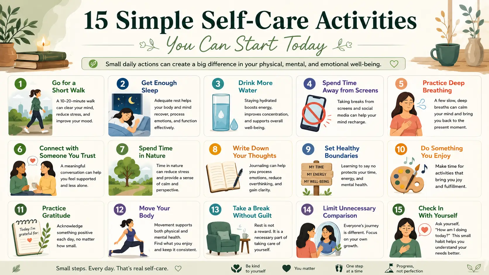 15 Simple Self-Care Activities You Can Start Today